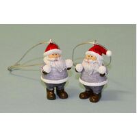 Santa In Grey Jumper Hanging Decoration 6cm