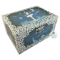 Blue Ballerina Musical Jewellery Box With White Flowers (Tchaikovsky-Swan Lake) image