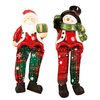 Santa Or Snowman Shelf Sitter With Tartan Legs 14.5cm
