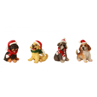 Dogs In Santa Hats Christmas Decoration 7cm