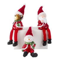 Santa Or Snowman Or Elk Shelf Sitter With Red Corduroy Hat 20cm