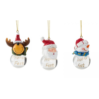 Santa Or Reindeer Or Snowman Hanging Snow Globe 6cm
