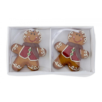 Ginger Bread Man Christmas Tree Decoration 6.5cm Set Of 2
