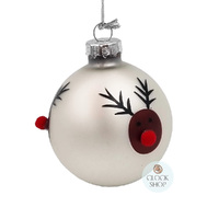 6cm Reindeer Glass Bauble Hanging Decoration image