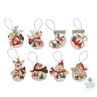 9cm Wooden Christmas Figures Hanging Decoration- Assorted Designs image