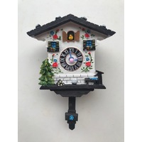 WHITE HOUSE FLOWER CUCKOO CLOCK FRIDGE MAGNET WITH FLOWER ON PENDULUM