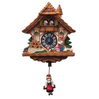 Black Forest Chalet Cuckoo Clock Fridge Magnet With Swinging Lady On Pendulum