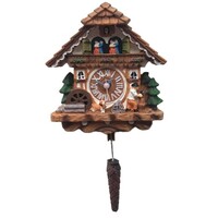 WOOD CHOPPER CUCKOO CLOCK FRIDGE MAGNET WITH SWINGING PINE CONE ON PENDULUM