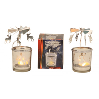 Angel or Reindeer Pyramid Metal Tea Light Holder 16cm