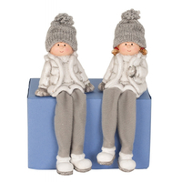 Children Dressed In Grey Shelf Sitter 16cm