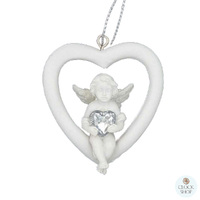 5cm Angel In Heart Hanging Decoration image