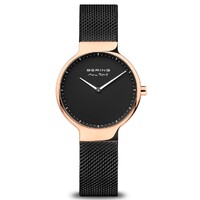 31mm Max Rene Collection Womens Watch With Black Dial, Black Milanese Strap & Rose Gold Case By BERING image