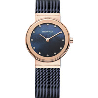 CLASSIC COLLECTION BLUE PEARL DIAL WITH BLUE MILANESE STRAP SWAROVSKI ELEMENTS BY BERING