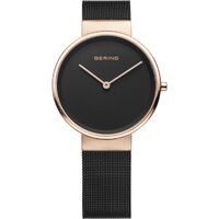 31mm Classic Collection Womens Watch With Black Dial, Black Milanese Strap & Rose Gold Case By BERING image