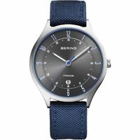 Titanium Collection Sunray Dial With Blue Nylon Band By BERING