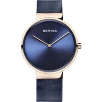 39mm Classic Collection Womens Watch With Blue Dial, Blue Milanese Strap & Rose Gold Case By BERING image
