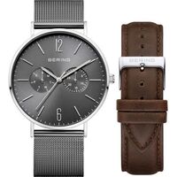Watch - Bering Gents Classic 14240-309 Grey Mesh + Brown Leather Strap