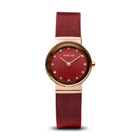 CLASSIC COLLECTION RED DIAL RED MILANESE BAND WITH SWAROVSKI ELEMENTS BY BERING