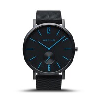 Aurora Collection Large Black Dial With Black Silicone Band By BERING