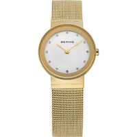 26mm Classic Collection Womens Watch With Silver Dial, Gold Milanese Strap, Gold Case & Swarovski Elements By BERING image
