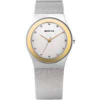 27mm Classic Collection Womens Watch With Two Tone Dial, Silver Milanese Strap, Case & Swarovski Elements By BERING image