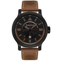 Black Woodmont Watch - Brown Leather Band By TIMBERLAND