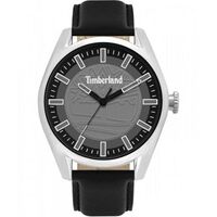 Silver Ashfield Watch - Black Leather Band By TIMBERLAND