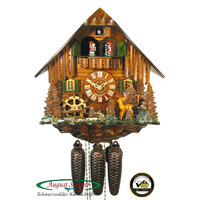 Deer & Water Wheel 8 Day Mechanical Chalet Cuckoo Clock With Dancers 34cm By SCHWER image