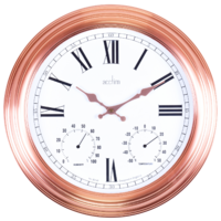 Grasmor- Indoor / Outdoor Copper Wall Clock With Weather Dials 42cm By ACCTIM