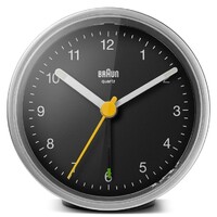 7.5cm Black & Silver Analogue Alarm Clock By BRAUN