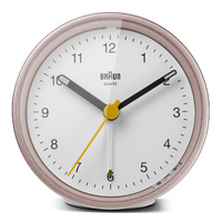 7.5cm Pink & White Analogue Alarm Clock By BRAUN image