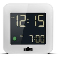 6cm White Digital Travel Alarm Clock By BRAUN image