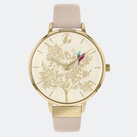 Gold Chelsea Love Birds Beige Leather Band By SARA MILLER