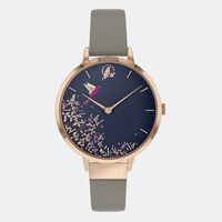 ROSE GOLD CHELSEA HUMMINGBIRD NAVY DIAL LEATHER BAND BY SARA MILLER