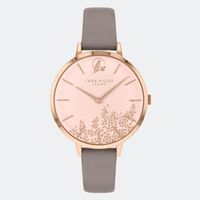 ROSE GOLD CHELSEA GREY LEATHER STRAP BY SARA MILLER