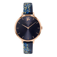 Rose Gold Wisteria Navy Dial Leather Band By SARA MILLER