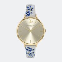 Gold Wisteria Grey Leather Strap By SARA MILLER