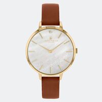 GOLD DIAMOND TAN LEATHER BAND BY SARA MILLER