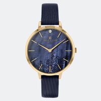 Gold Diamond Navy Leather Band By SARA MILLER