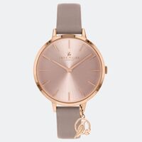 ROSE GOLD CHARM GREY LEATHER BAND BY SARA MILLER