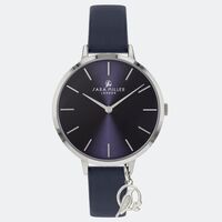 Silver Charm Blue Leather Band By SARA MILLER image