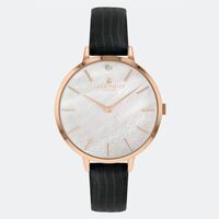 Rose Gold Diamond Black Leather Band By SARA MILLER