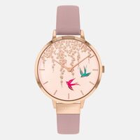 Rose Gold Piccadilly Swallow Pink Leather Band By SARA MILLER