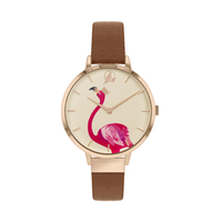 Rose Gold Piccadilly Flamingo Gold Tan Leather Band By SARA MILLER