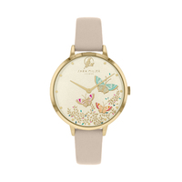 Gold Butterfly Collection Sand Leather Band By SARA MILLER