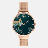 Rose Gold Tahiti Collection Forrest Green Leopard Dial By SARA MILLER image