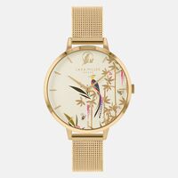 Gold Bamboo Garden Collection Cream Bird Dial By SARA MILLER