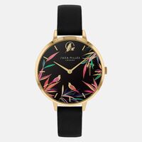 Gold Bamboo Garden Collection Black Bird Dial By SARA MILLER