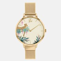 Gold Tahiti Collection Cream Leopard Dial By SARA MILLER
