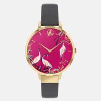 Gold Tahiti Collection Hot Pink Heron Dial By SARA MILLER image